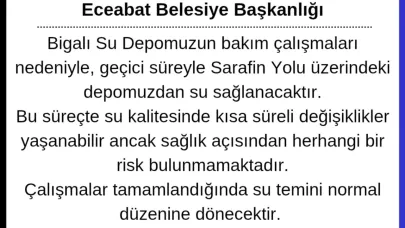 Eceabat’ta su deposunda bakım çalışması