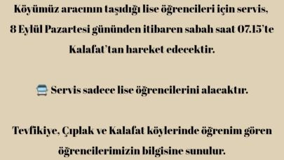 Tevfikiye Köyü'nde lise servisi