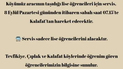 Tevfikiye Köyü'nde lise servisi