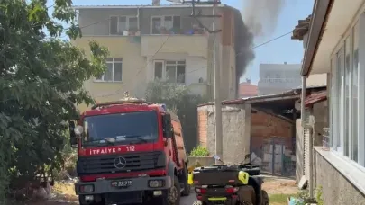 Yangında Balkonda Mahsur Kalan Kadın Kurtarıldı