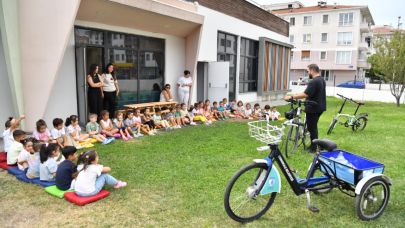 Çanakkale’de minik öğrencilere bisiklet eğitimi verildi