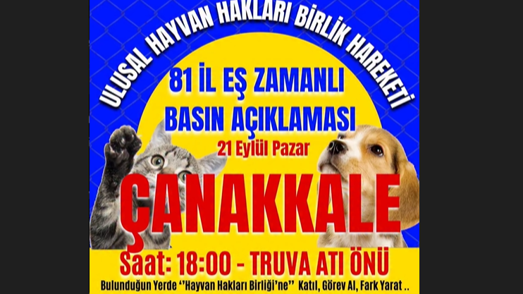 Çanakkale Hayvan Hakları İçin Tek Ses Olacak