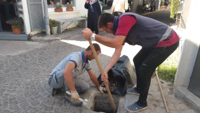 Bozcaada'da kış öncesi rögar temizliği
