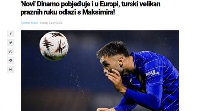 Hırvat Basını “Yeni Dinamo gücünü gösterdi: Fenerbahçe Maksimir’de yıkıldı"