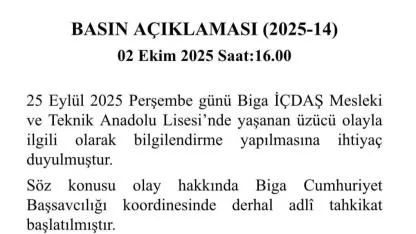 Çanakkale Valiliği'nden Biga'da yaşanan akran zorbalığı sonrası açıklama