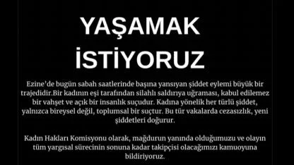 Çanakkale Barosu'ndan Ezine'de yaşanan kadın cinayetine tepki