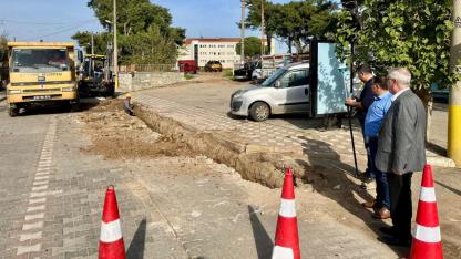 Bayramiç Belediyesi’nden sel riskine karşı yağmur hattı çalışması