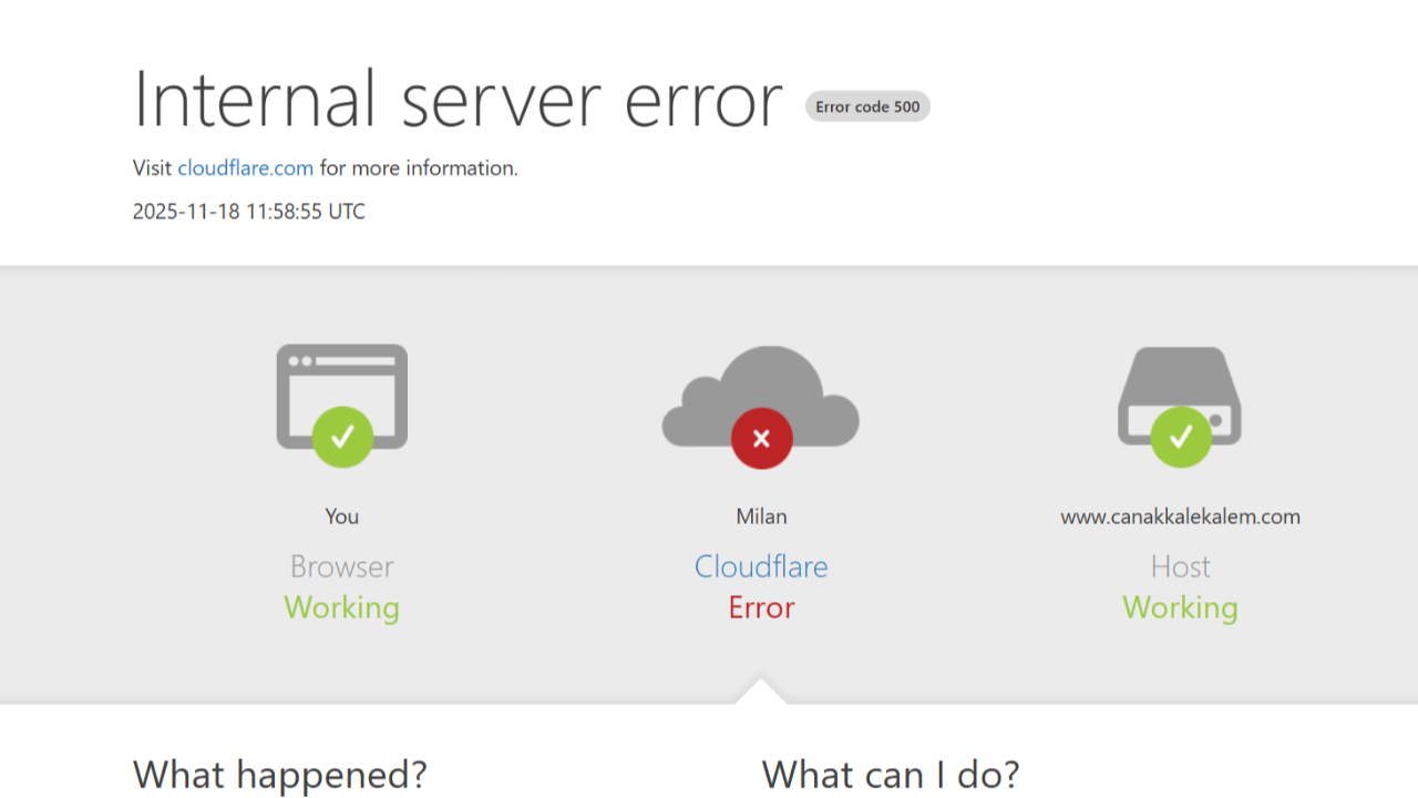 İnternet Sitelerinde Küresel Erişim Sorunu: Cloudflare Kaynaklı "Error 500" Hatası Türkiye'yi de Vurdu!