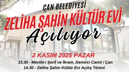 Zeliha Şahin Kültür Evi açılıyor
