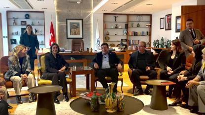 Başkan Sinem Dedetaş, Çanakkale programı öncesi Başkan Erkek'i ziyaret etti