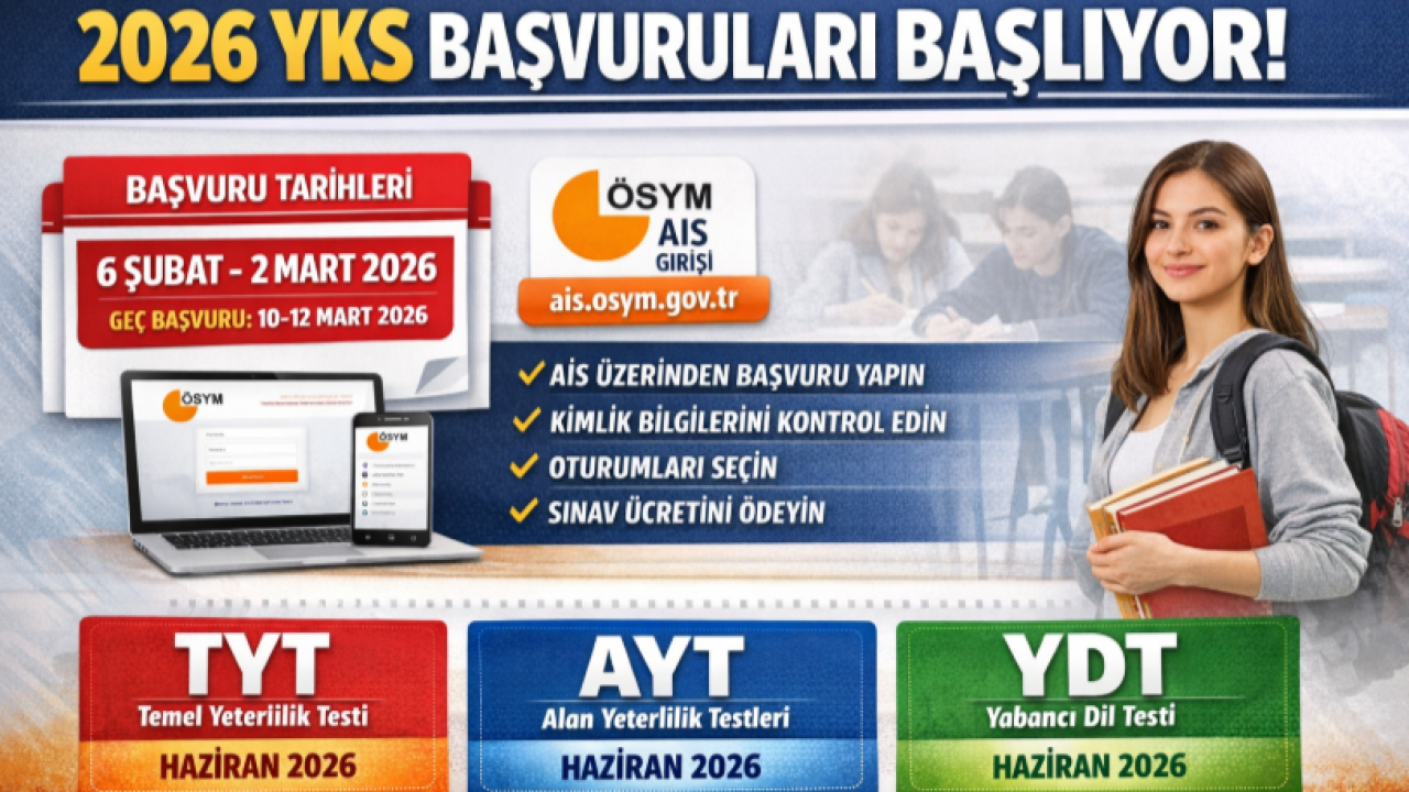 2026 YKS Başvuruları Başlıyor! ÖSYM 2026 YKS Başvuru Tarihleri, Ücreti ve Sınav Takvimi (AİS Ekranı)
