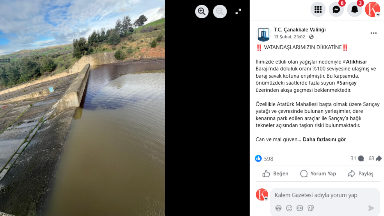 Atikhisar Barajı Taştı, Sarıçay Alarm Veriyor: Atatürk Mahallesi ve Hayvan Barınağı İçin Tahliye Belirsizliği