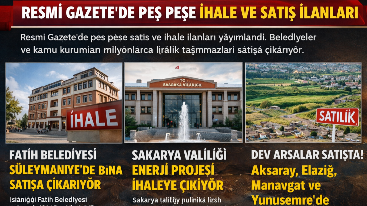 Belediyelerden ve Kamu Kurumlarından Dev Gayrimenkul Hamlesi: Tam 7 İlde Milyonluk İhaleler!