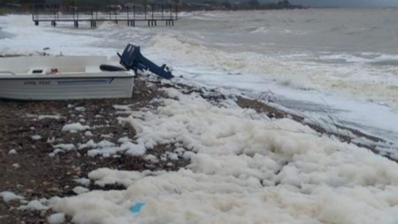 Ayvacık’ta Ne Oluyor? Sahil Şeridi Bir Anda Bembeyaz Köpükle Doldu