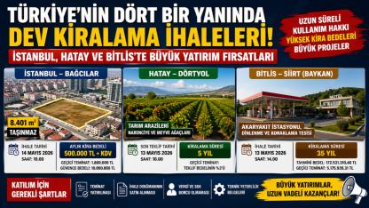 Dev taşınmazlar kiraya çıkıyor! İstanbul, Hatay ve Bitlis’te kritik ihaleler