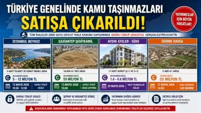 Türkiye Genelinde Satılık Taşınmaz Fırsatları Dikkat Çekiyor