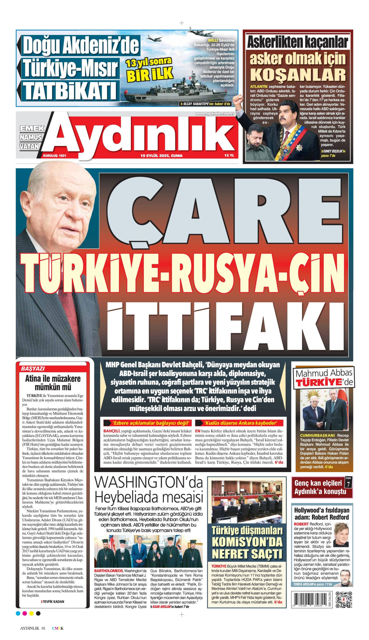 AYDINLIK GAZETESİ Gazete Manşeti
