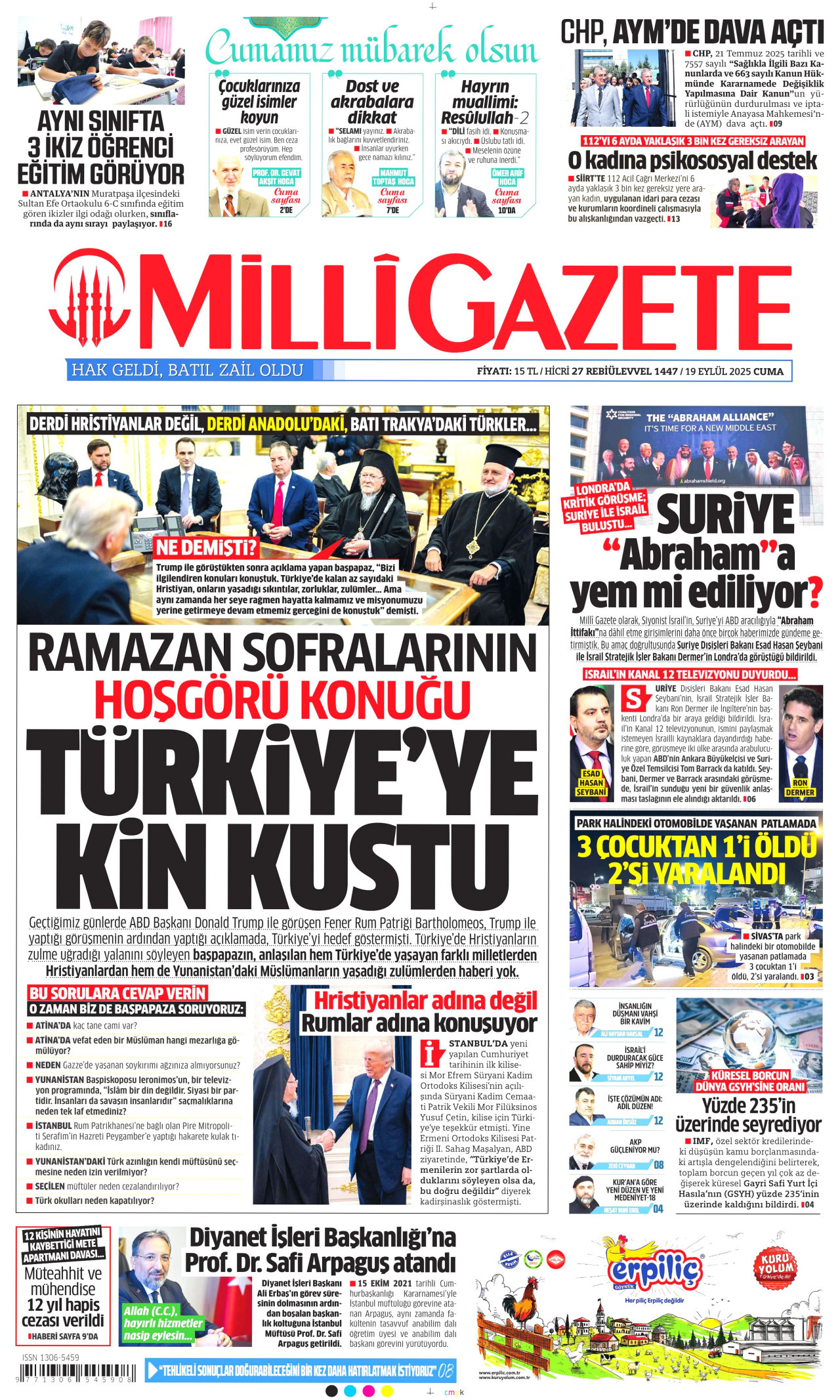 MİLLİ GAZETE Gazete Manşeti