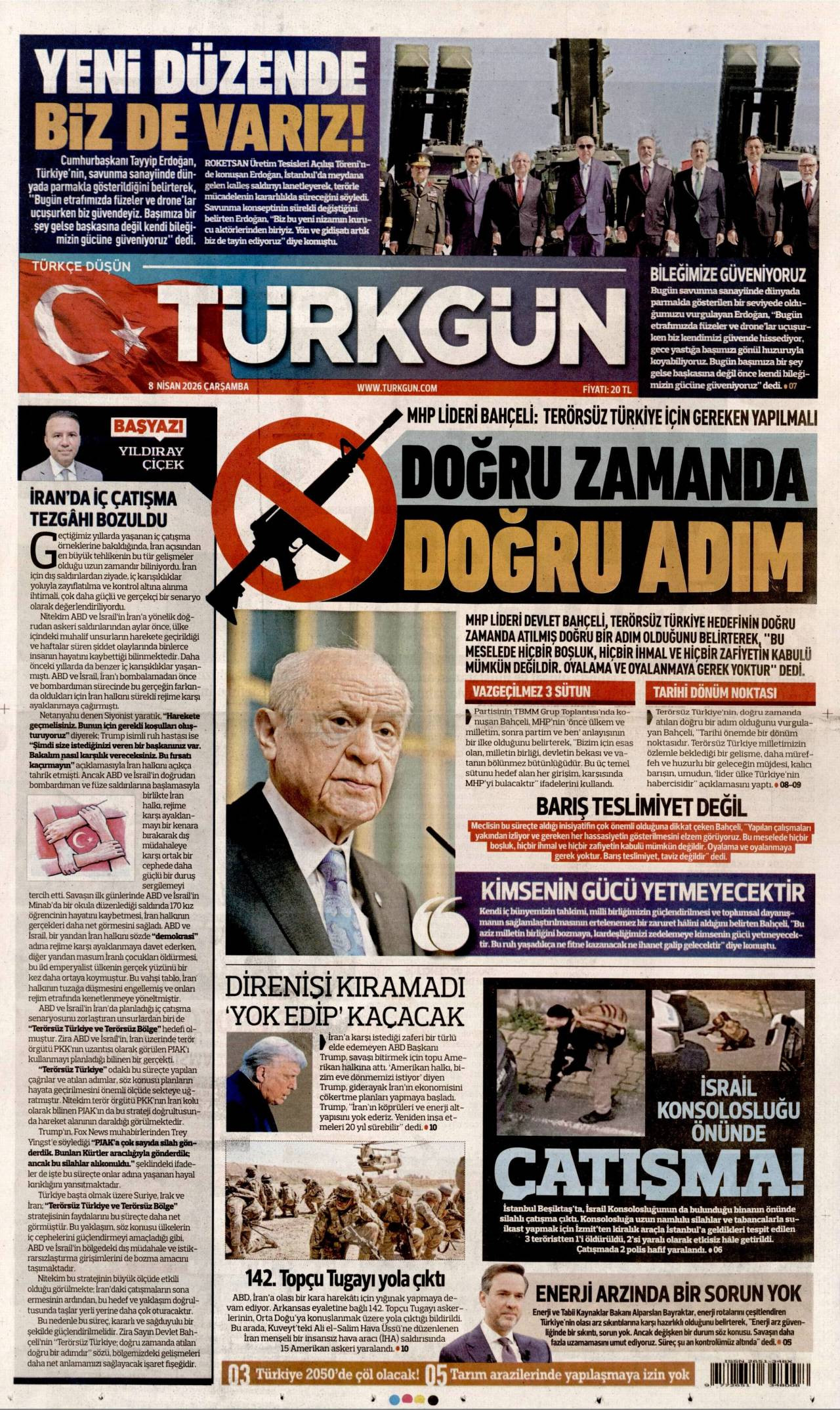 Türkgün Gazetesi Gazete Manşeti