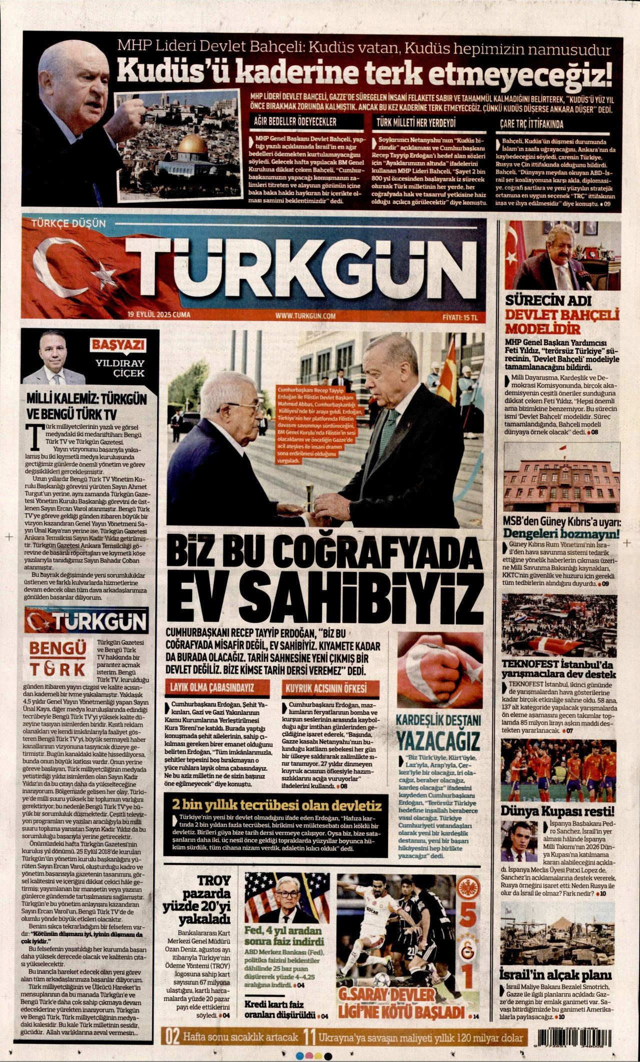 TÜRKGÜN Gazete Manşeti