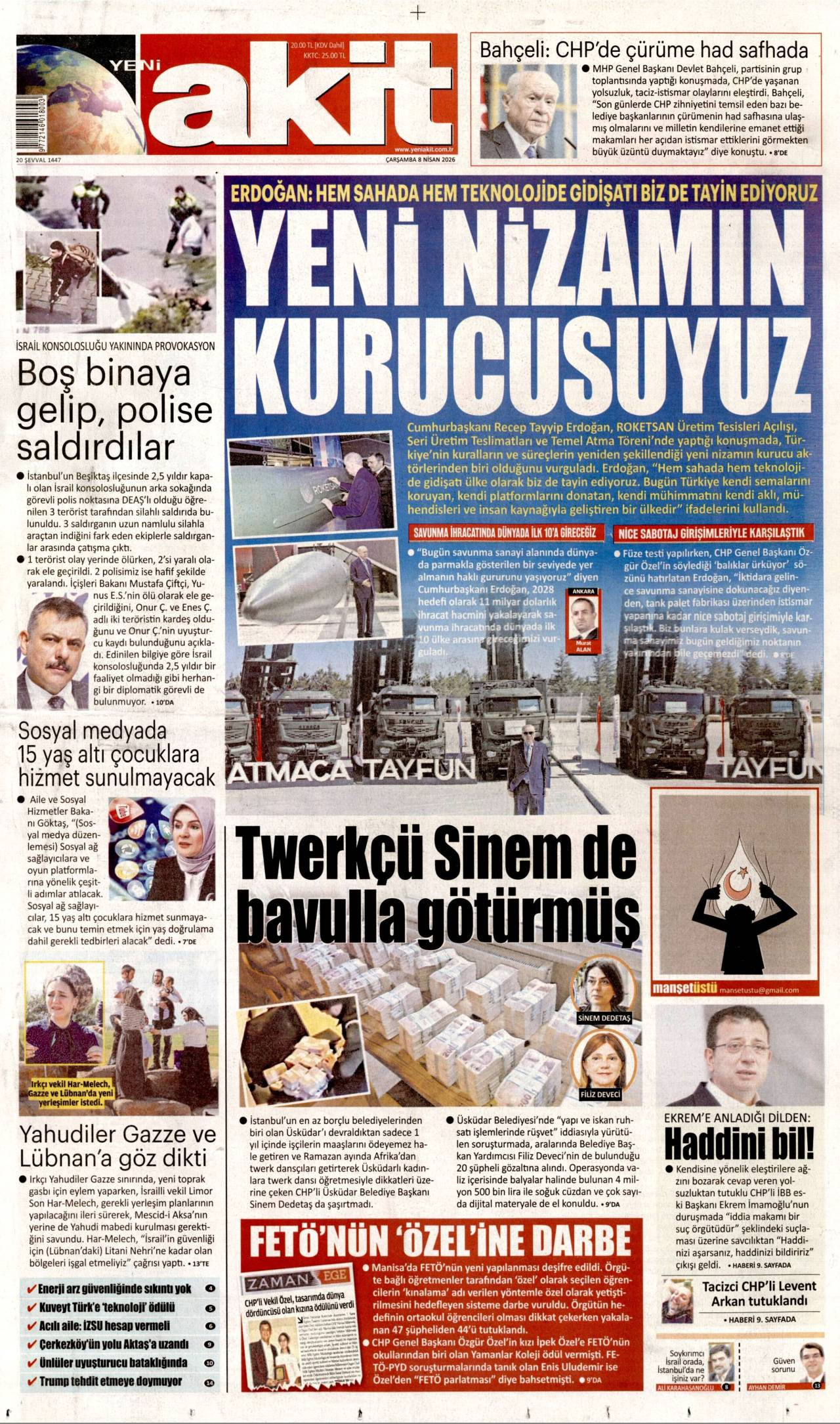 Yeni Akit Gazetesi Gazete Manşeti