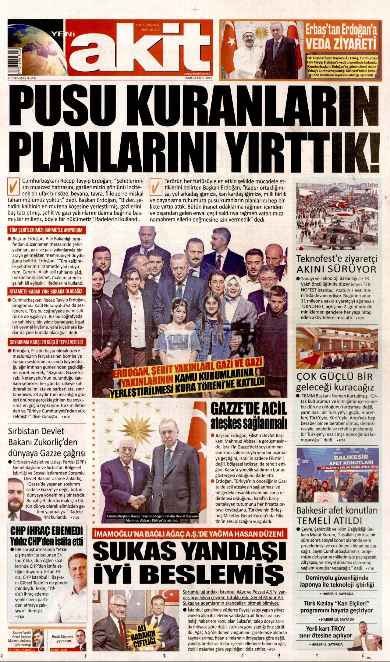 YENİ AKİT Gazete Manşeti