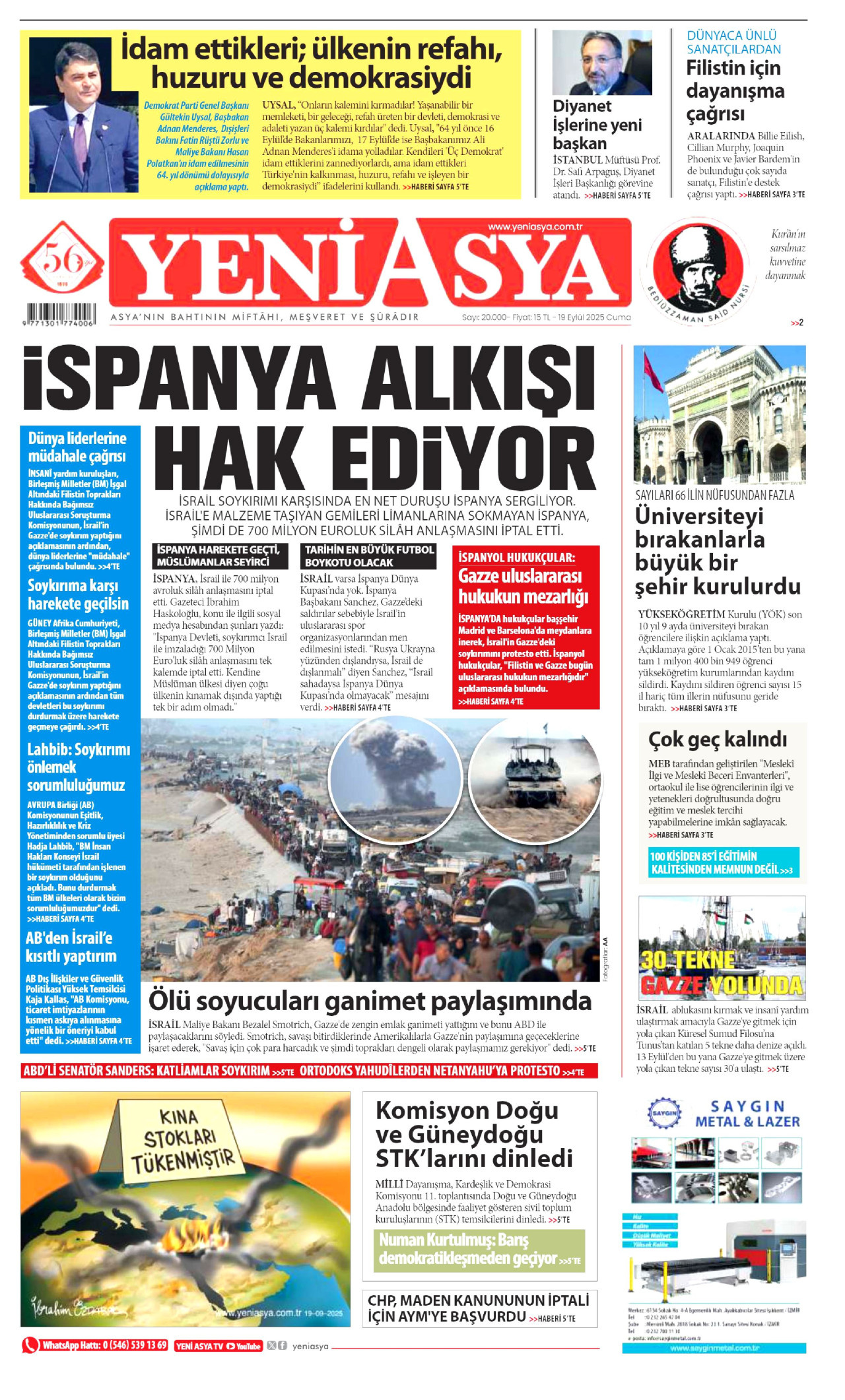 YENİ ASYA Gazete Manşeti