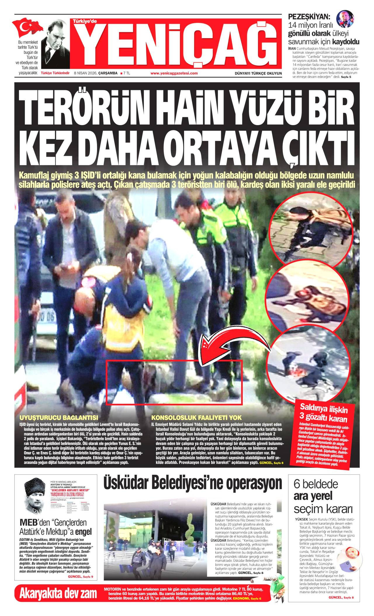 Yeniçağ Gazetesi Gazete Manşeti